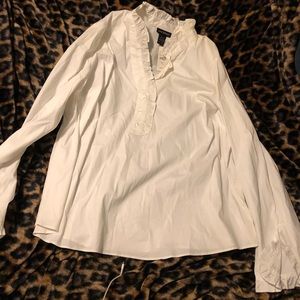 Lane Bryant white ruffle collar and sleeves blouse NWT